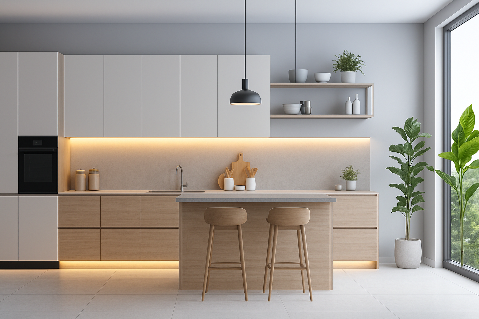 Ideje za osvetlitev kuhinje z LED trakovi