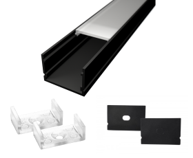ALU nadgradni ELOKSIRAN profil za LED trak / 2m / na klik / komplet / 30 x 20mm / ČRN