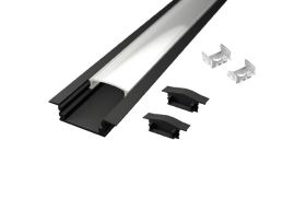ALU vgradni ELOKSIRAN profil za LED trak / 2m / na klik / komplet / 23,2 x 8mm / ČRN