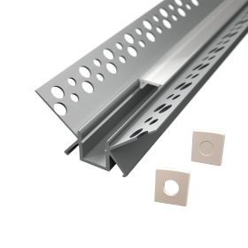 Vbočen vgradni ALU profil za LED trak / 2m / ZA MAVČNE PLOŠČE / pokrov na klik / mlečen pokrov