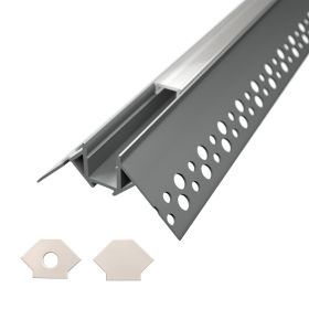 Izbočen vgradni ALU profil za LED trak / 2m / ZA MAVČNE PLOŠČE / pokrov na klik / mlečen pokrov