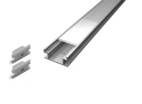 Aluminijasti vgradni / POHODNI eloksiran LED profil 2 metra / pokrov s strani / komplet / 19,6 x 8,2mm